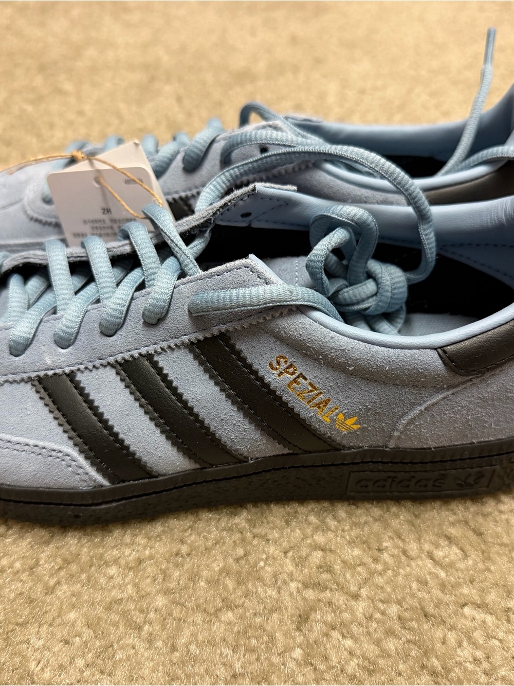 adidas Handball Spezial Light Blue with Black Stripes - Picture 4 of 5